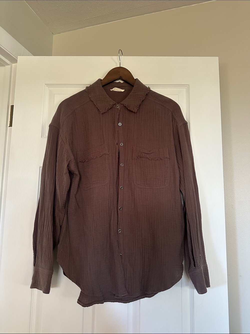 Women’s Brown Button-Up Cardigan Shirt